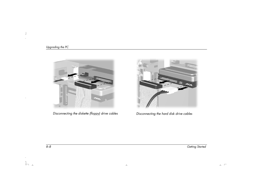 HP S3350UK, S4100UK, S4150UK, S3150UK, S3190UK, S4500UK, S4200UK, S4700UK manual Disconnecting the diskette floppy drive cables 