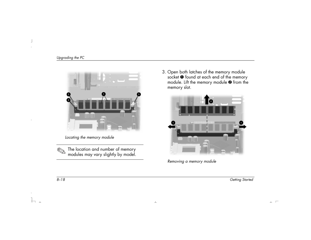 HP S4200UK, S4100UK, S4150UK, S3150UK, S3190UK, S3350UK, S4500UK, S4700UK manual Locating the memory module 