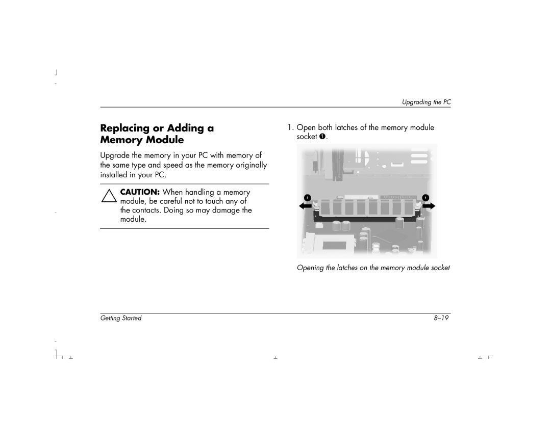 HP S4700UK, S4100UK, S4150UK, S3150UK, S3190UK, S3350UK, S4500UK, S4200UK manual Replacing or Adding a Memory Module 