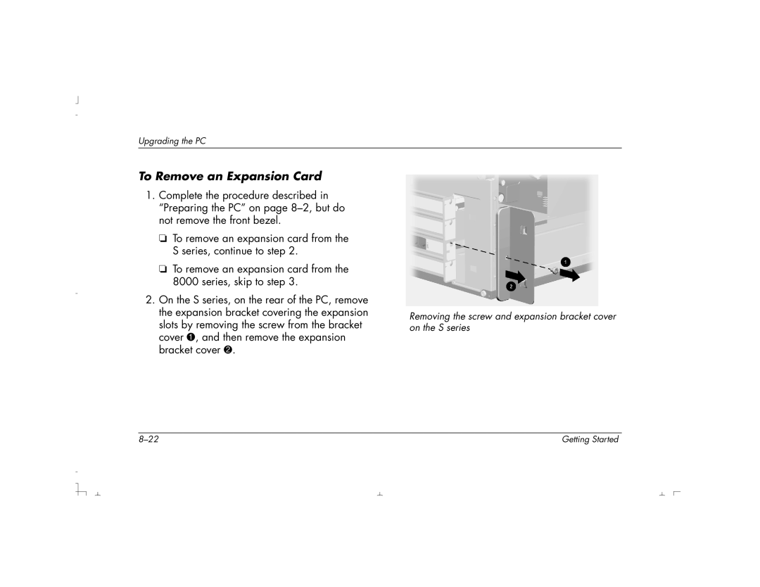 HP S3150UK, S4100UK, S4150UK, S3190UK, S3350UK, S4500UK, S4200UK, S4700UK manual To Remove an Expansion Card 