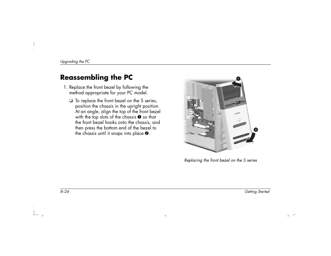 HP S4200UK, S4100UK, S4150UK, S3150UK, S3190UK, S3350UK, S4500UK, S4700UK manual Reassembling the PC 