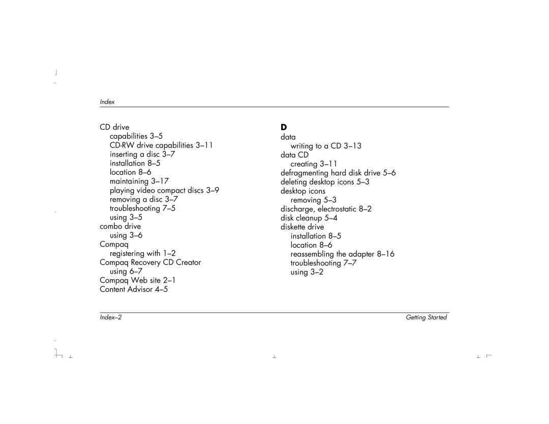 HP S3350UK, S4100UK, S4150UK, S3150UK, S3190UK, S4500UK, S4200UK, S4700UK manual Index 