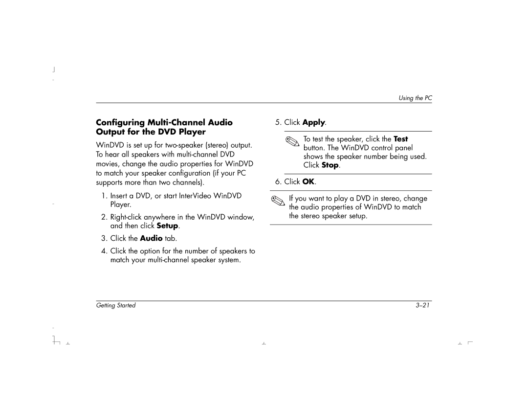 HP S3190UK, S4100UK, S4150UK, S3150UK, S3350UK, S4500UK, S4200UK manual Configuring Multi-Channel Audio Output for the DVD Player 