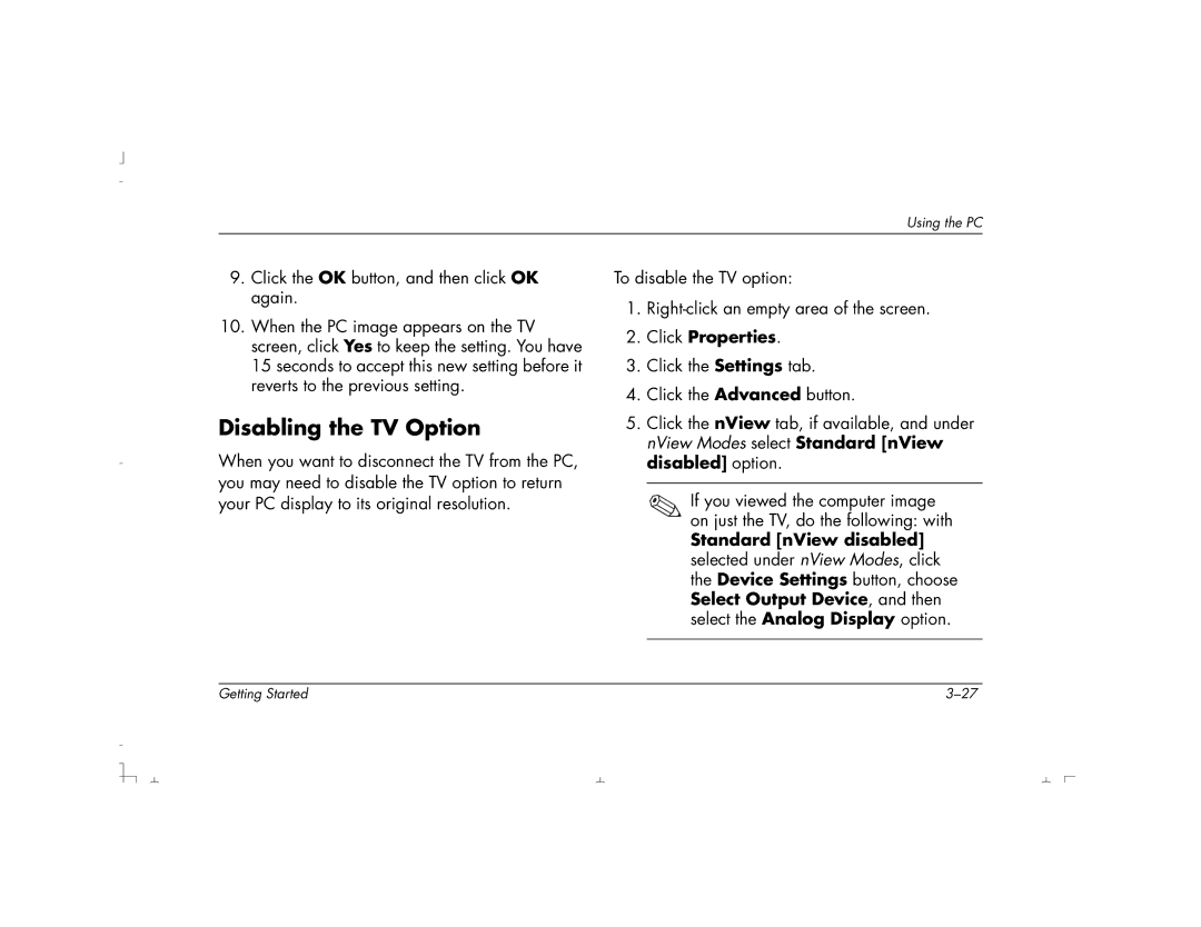 HP S4150UK, S4100UK, S3150UK, S3190UK, S3350UK, S4500UK, S4200UK, S4700UK manual Disabling the TV Option 