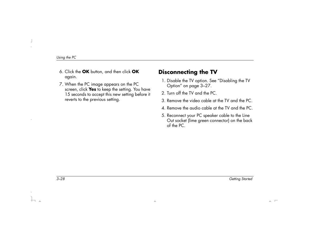 HP S3150UK, S4100UK, S4150UK, S3190UK, S3350UK, S4500UK, S4200UK, S4700UK manual Disconnecting the TV 