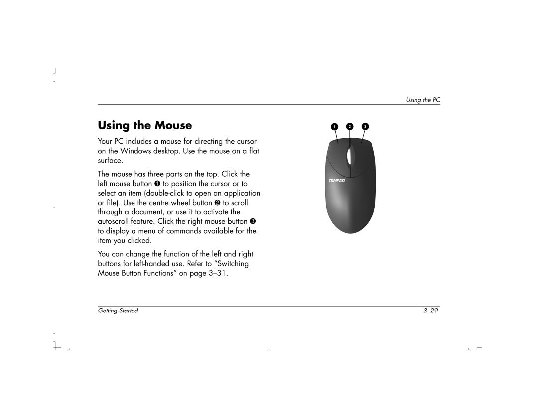 HP S3190UK, S4100UK, S4150UK, S3150UK, S3350UK, S4500UK, S4200UK, S4700UK manual Using the Mouse 