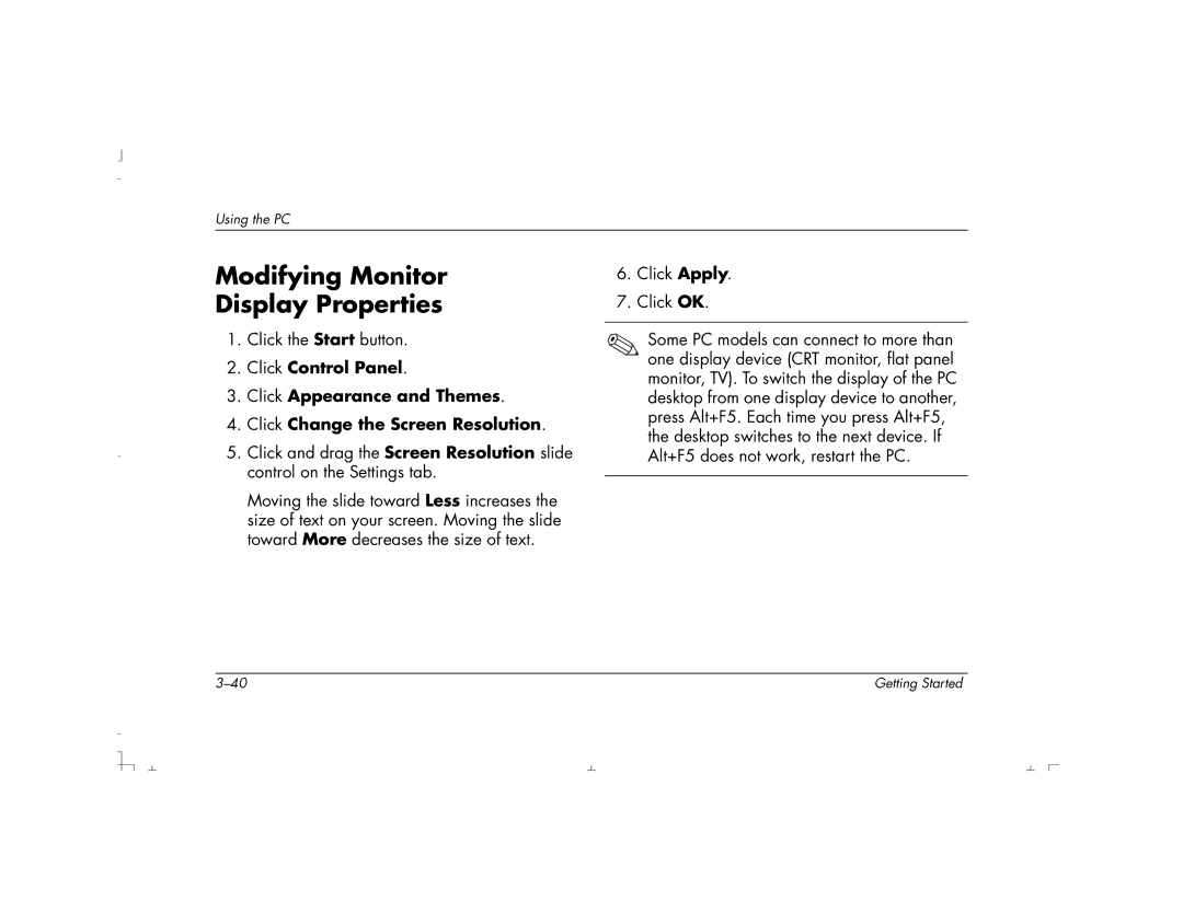 HP S4200UK, S4100UK, S4150UK, S3150UK, S3190UK, S3350UK, S4500UK, S4700UK manual Modifying Monitor Display Properties 