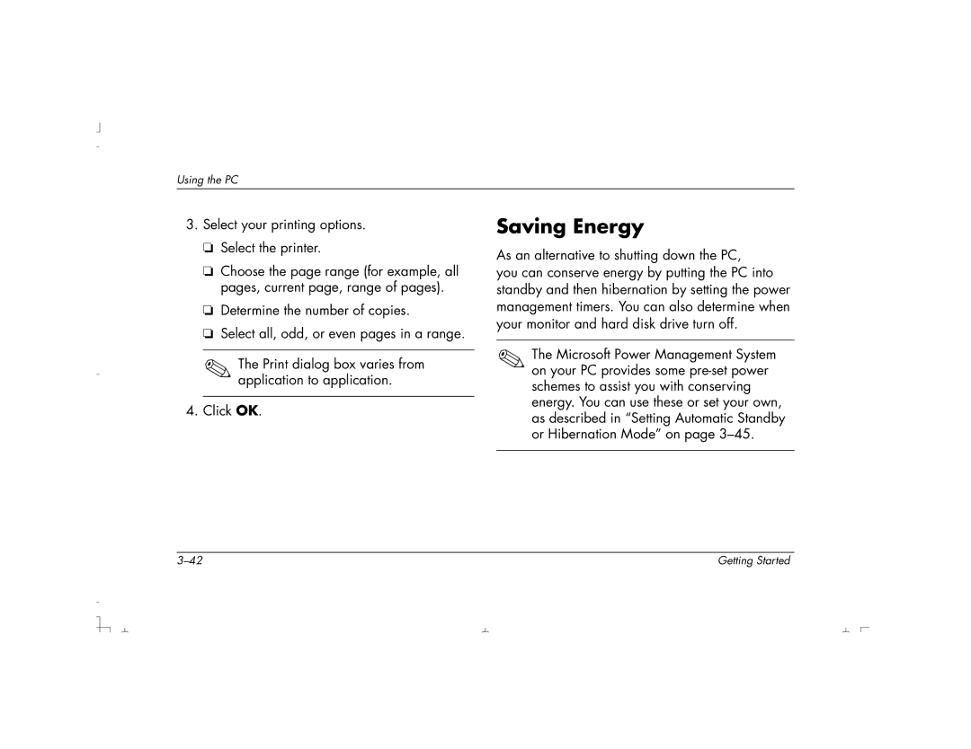 HP S4100UK, S4150UK, S3150UK, S3190UK, S3350UK, S4500UK, S4200UK, S4700UK manual Saving Energy 