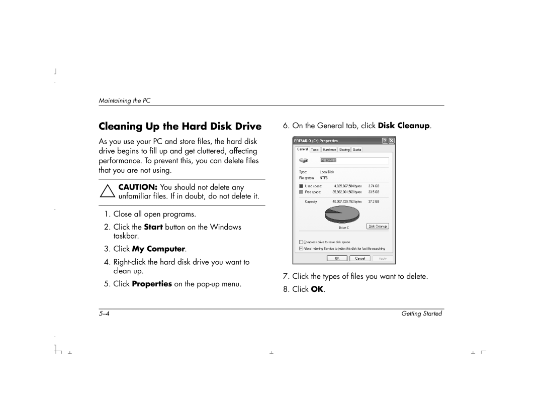 HP S4200UK, S4100UK, S4150UK, S3150UK, S3190UK, S3350UK, S4500UK, S4700UK Cleaning Up the Hard Disk Drive, Click My Computer 