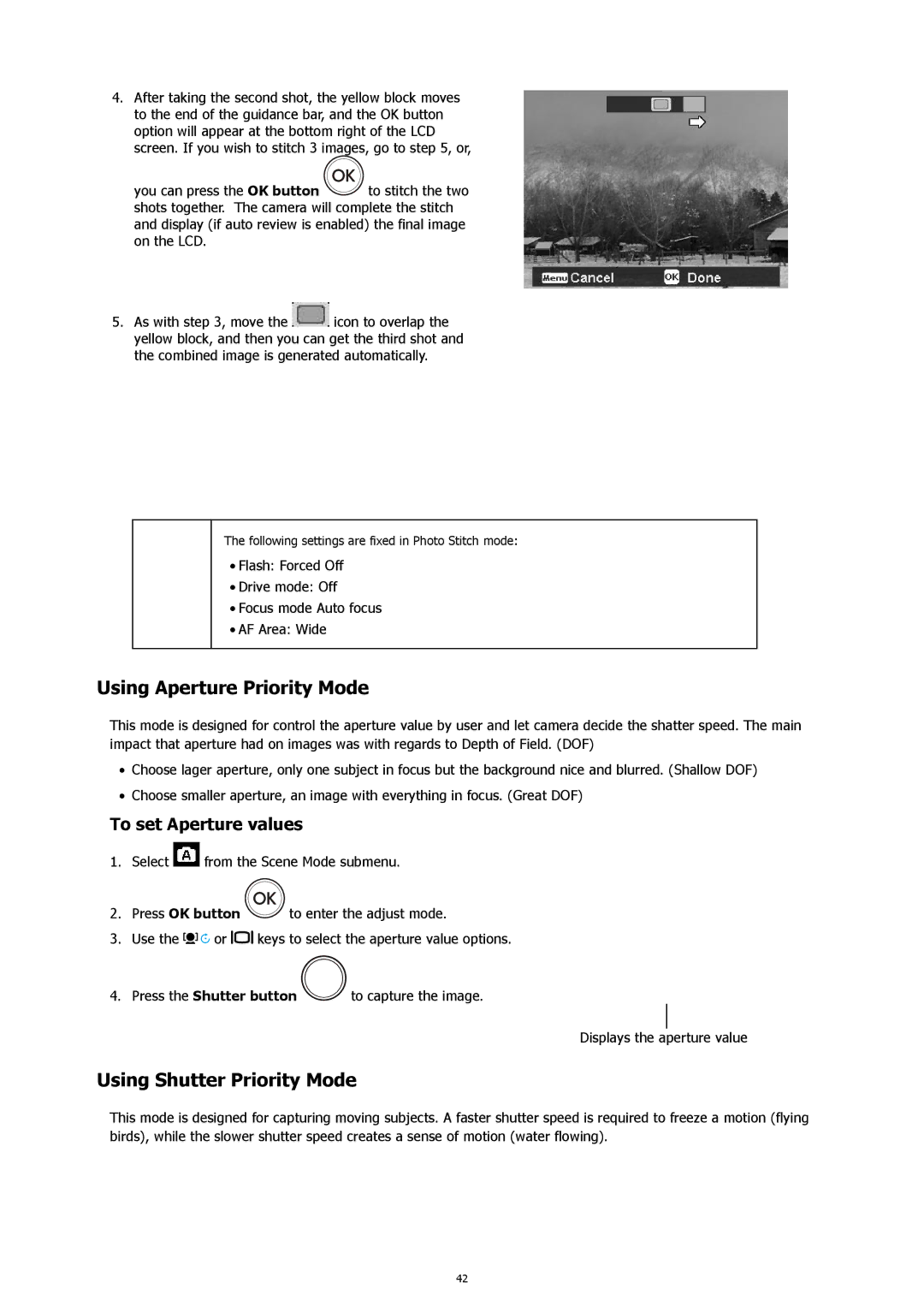 HP s500 Black manual Using Aperture Priority Mode, Using Shutter Priority Mode, To set Aperture values 