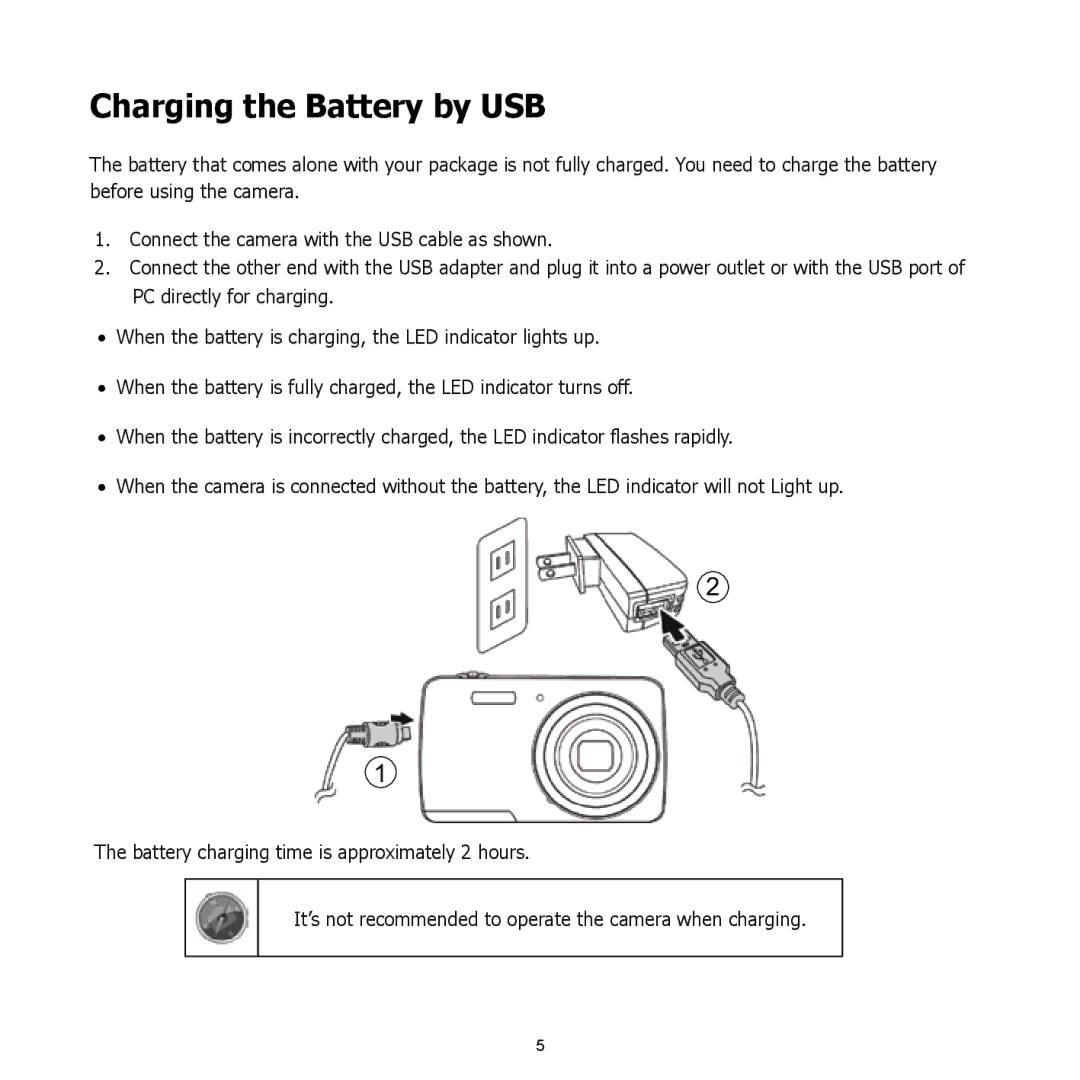 HP s500 Black manual Charging the Battery by USB 