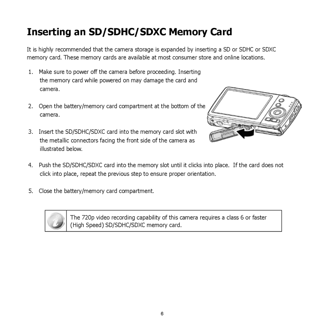 HP s500 Black manual Inserting an SD/SDHC/SDXC Memory Card 