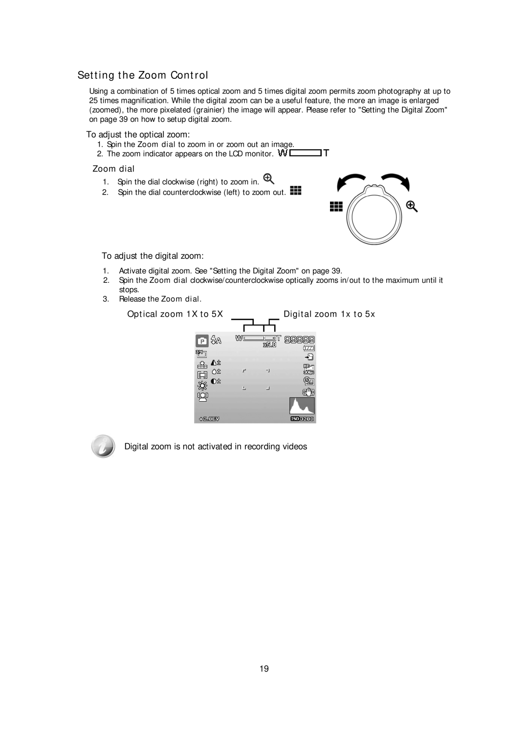 HP s510 manual Setting the Zoom Control, To adjust the optical zoom, To adjust the digital zoom 