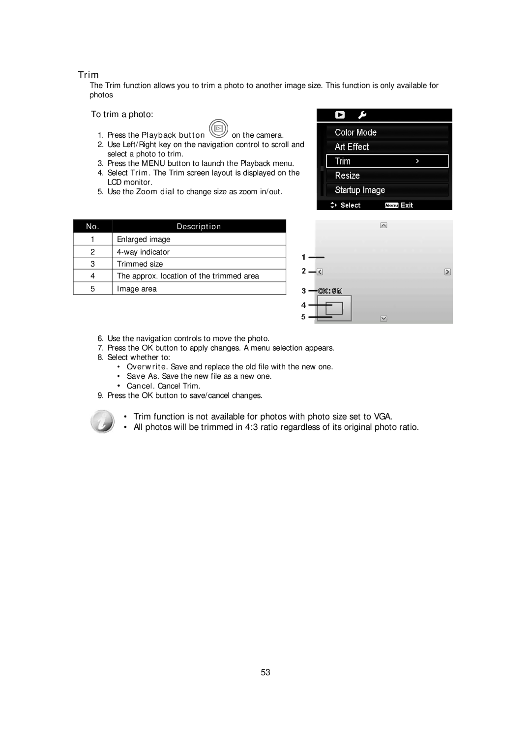 HP s510 manual Trim, To trim a photo 