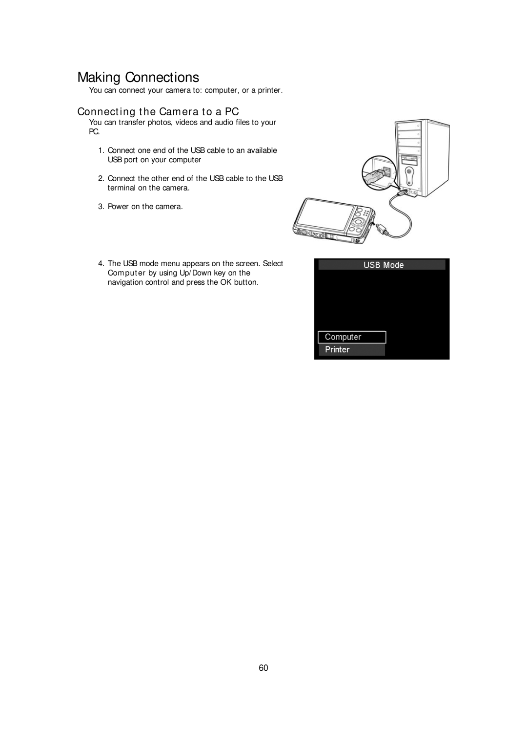 HP s510 manual Making Connections, Connecting the Camera to a PC 