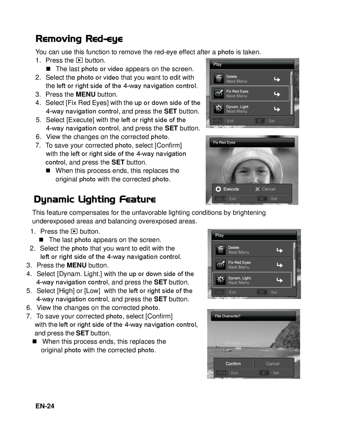 HP s520 manual Removing Red-eye, Dynamic Lighting Feature, EN-24 