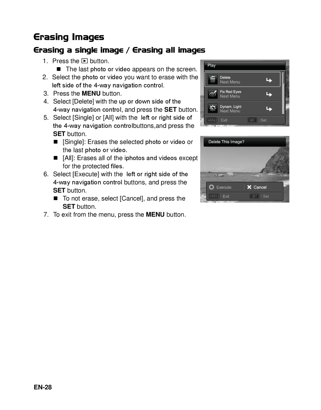 HP s520 manual Erasing Images, EN-28 