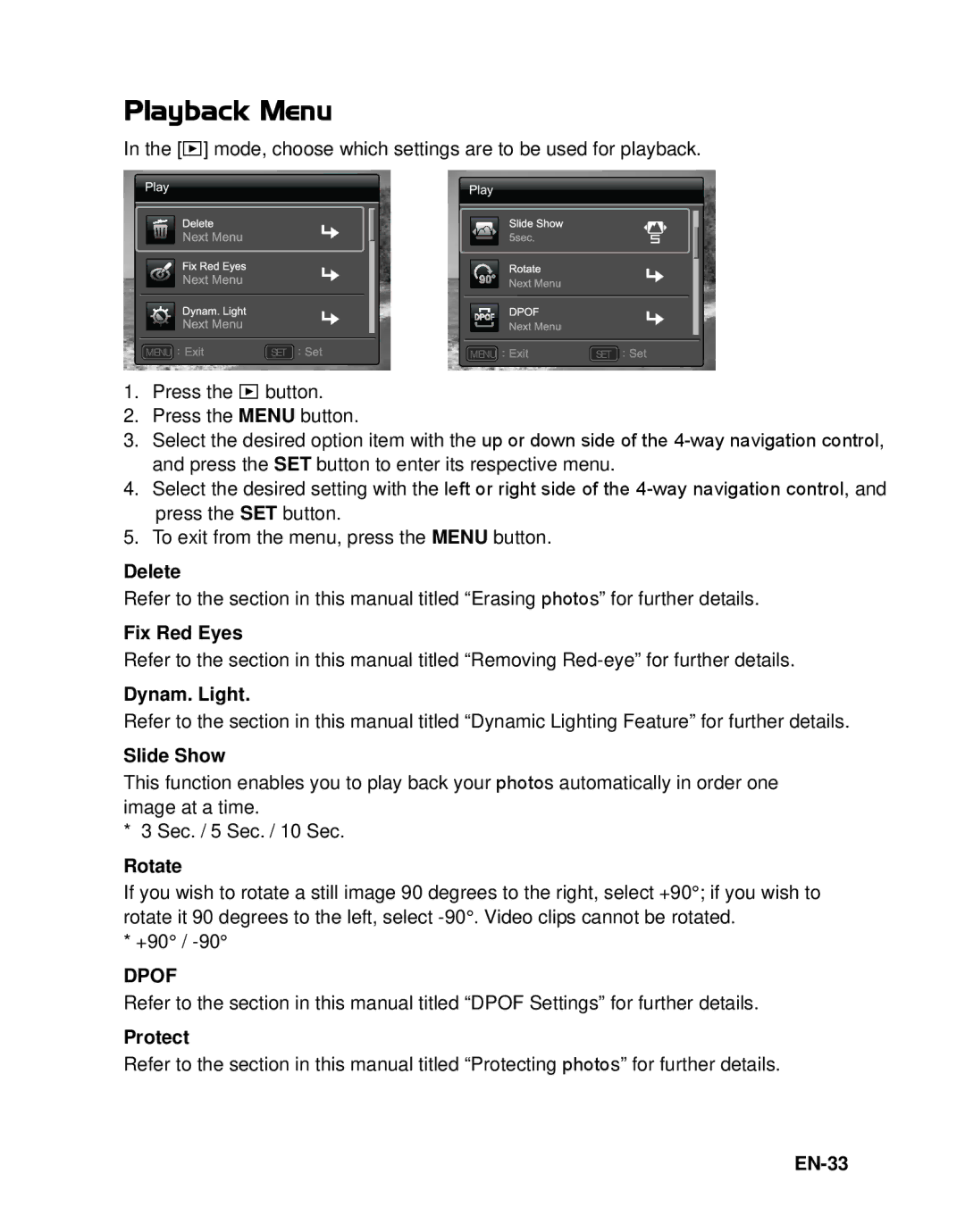 HP s520 manual Playback Menu 