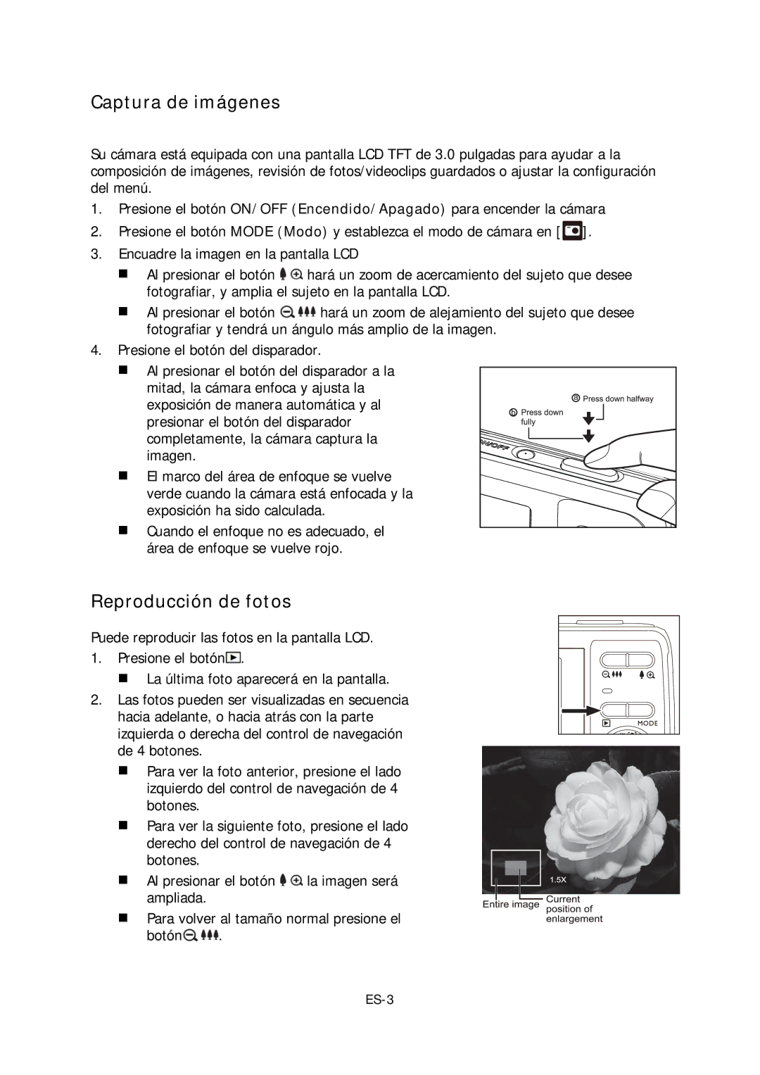 HP s520 manual Captura de imágenes, Reproducción de fotos 