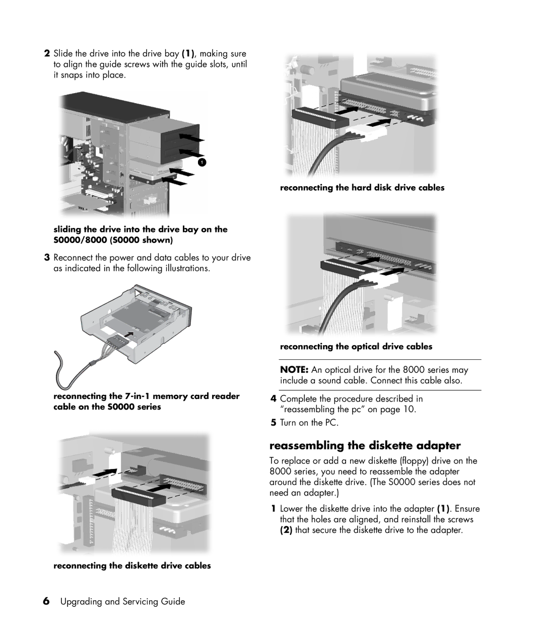 HP S7300CL manual Reassembling the diskette adapter 