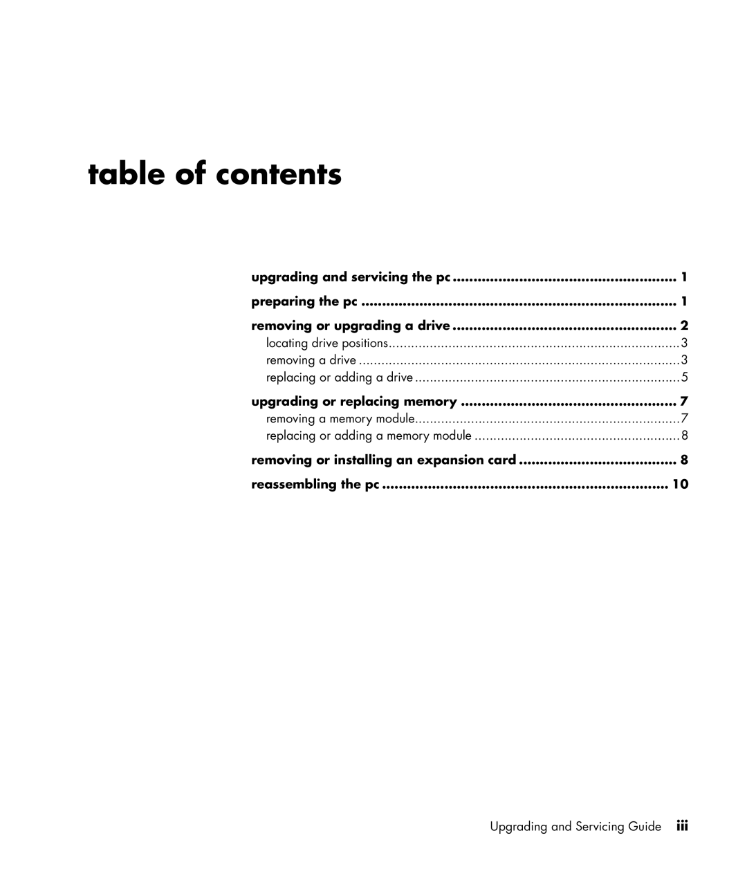 HP S7300CL manual Table of contents 