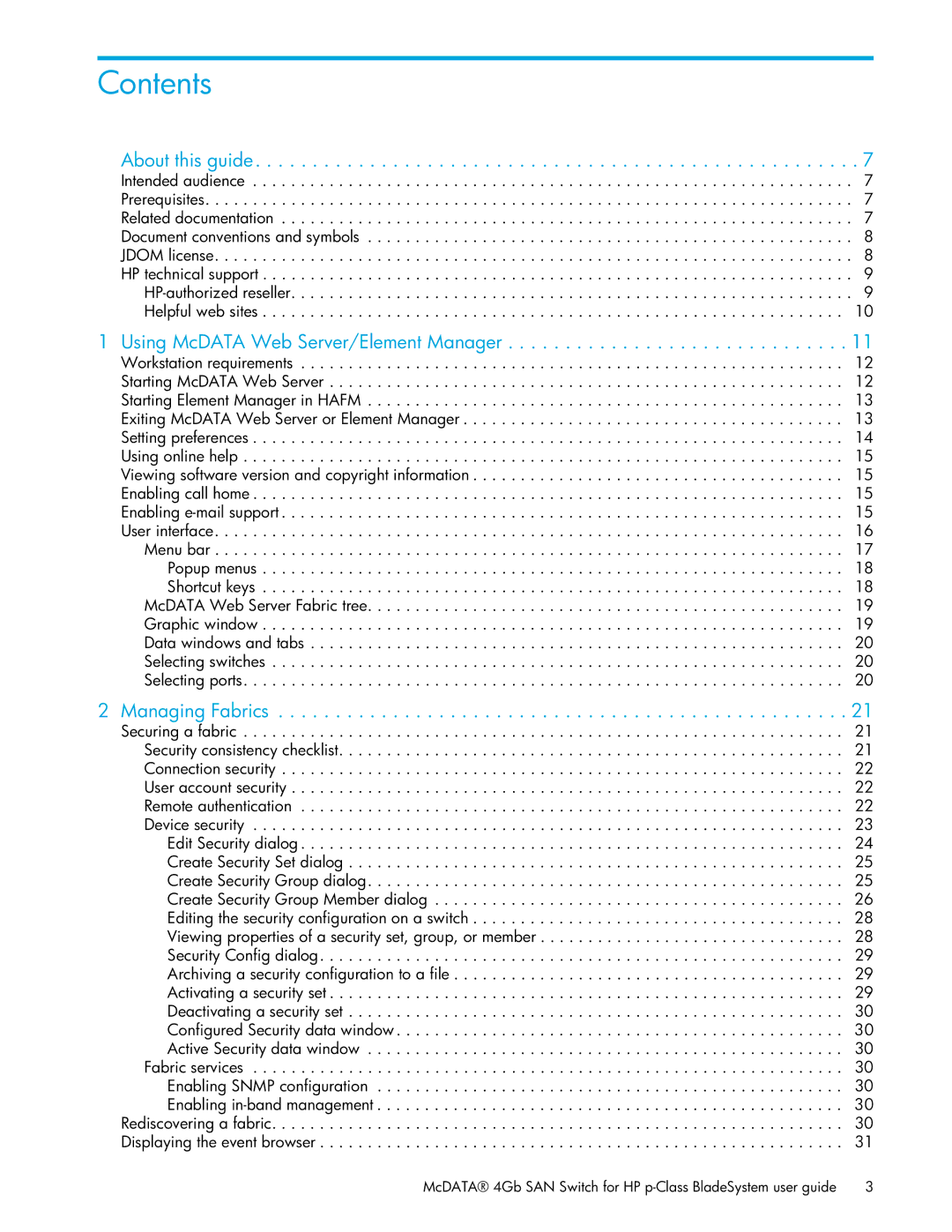 HP SAN manual Contents 