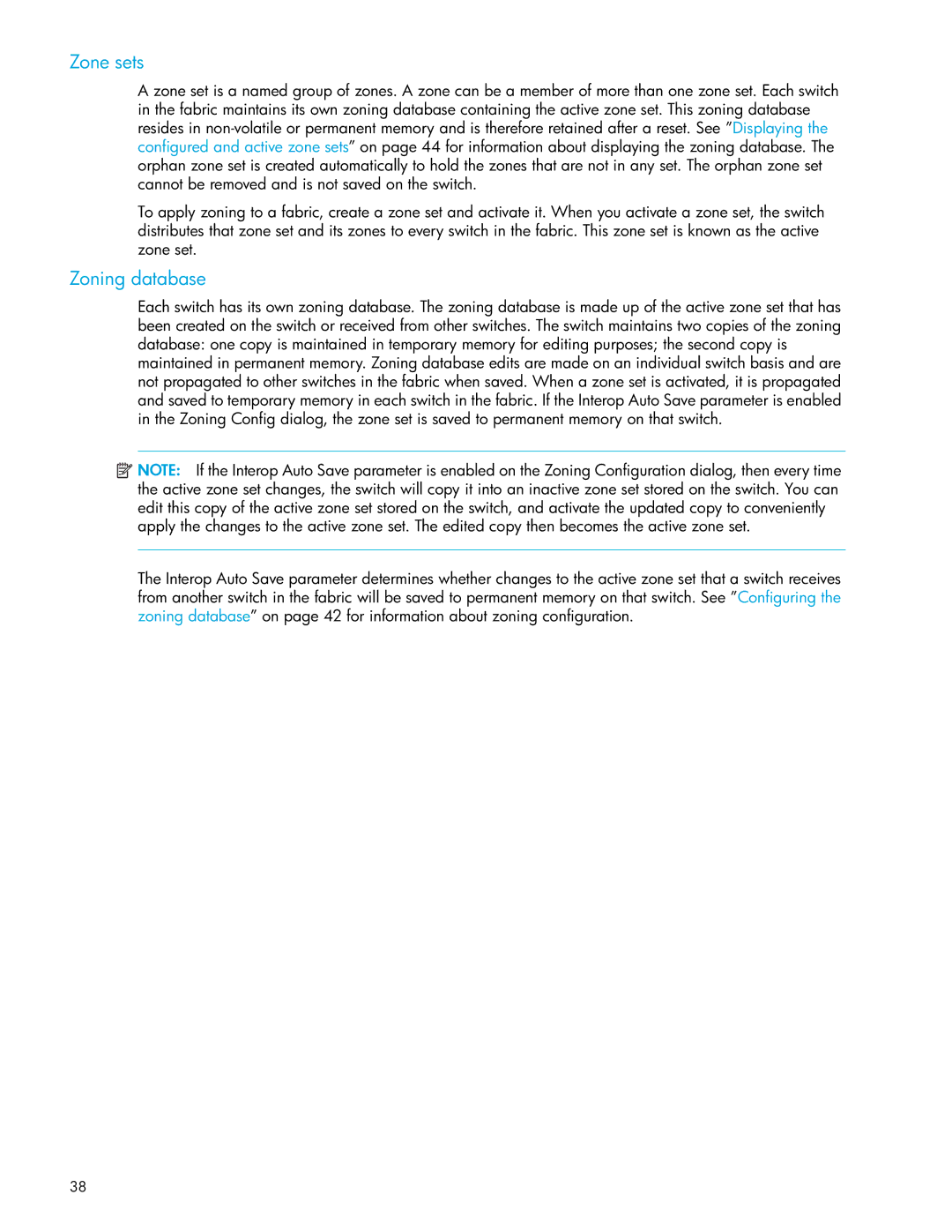 HP SAN manual Zone sets, Zoning database 