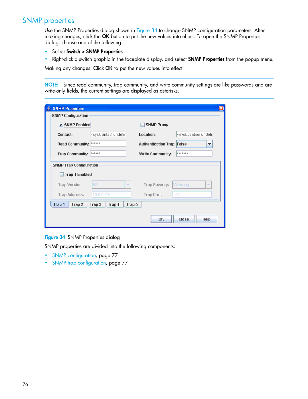 HP SAN manual Snmp properties 