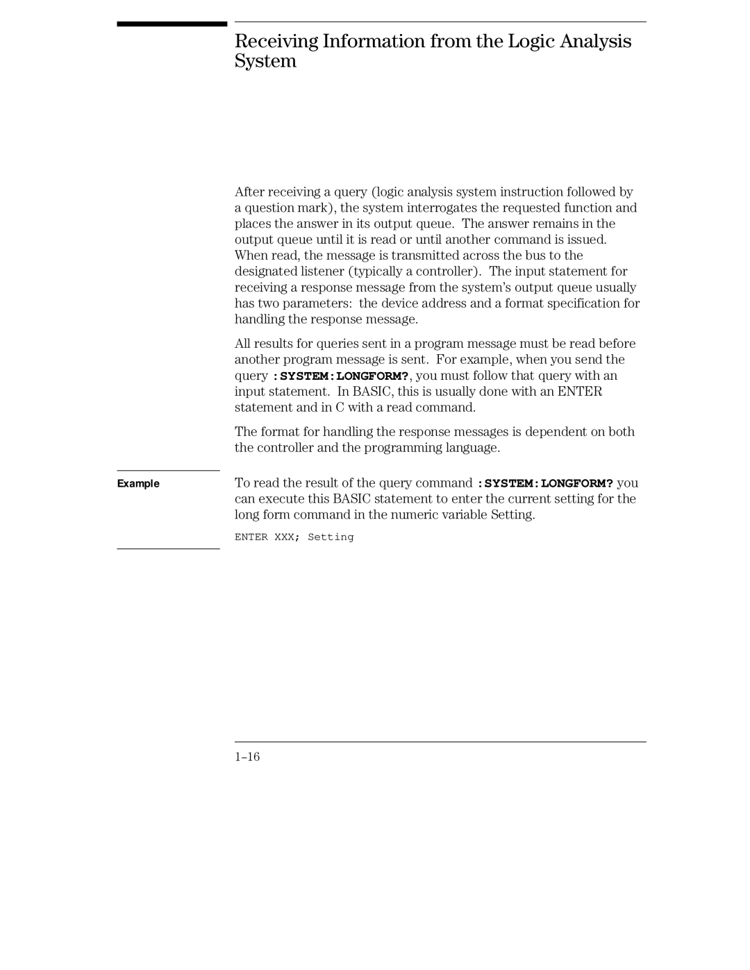 HP Sander 16500C manual Receiving Information from the Logic Analysis System 