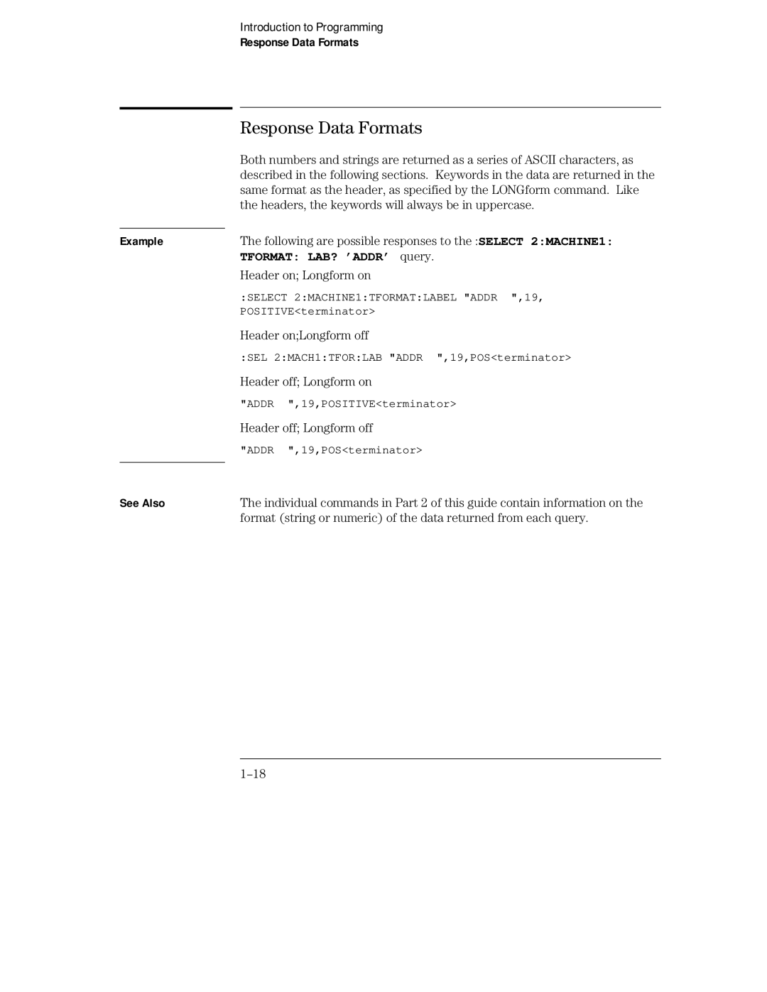 HP Sander 16500C manual Response Data Formats 