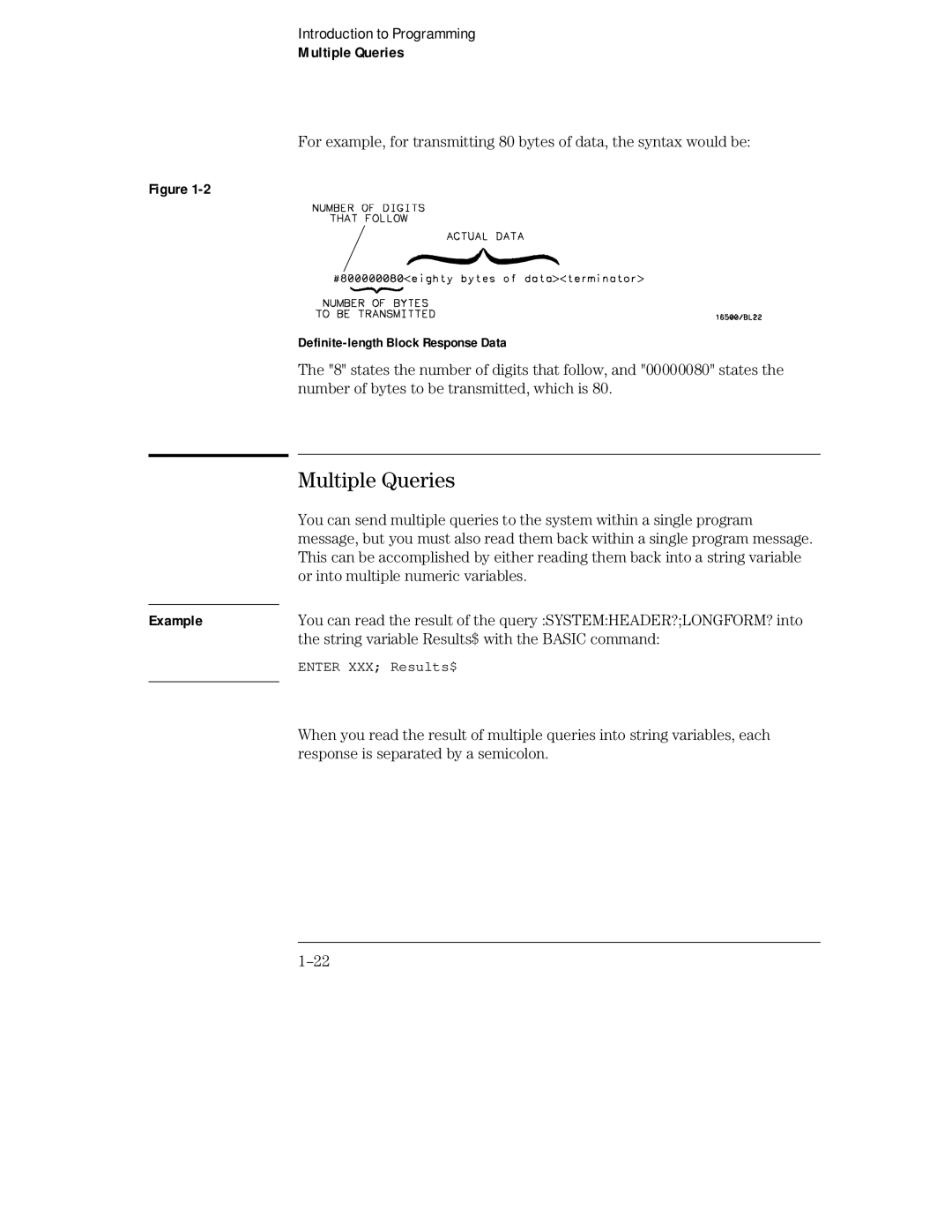 HP Sander 16500C manual Multiple Queries, Definite-length Block Response Data 