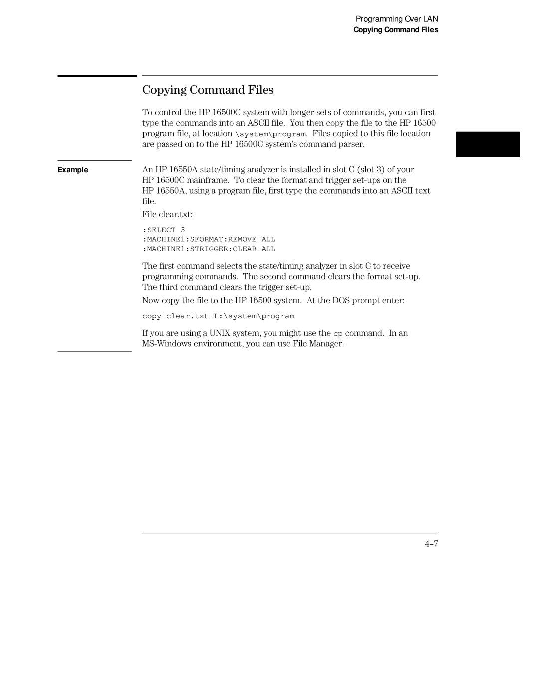 HP Sander 16500C manual Copying Command Files 