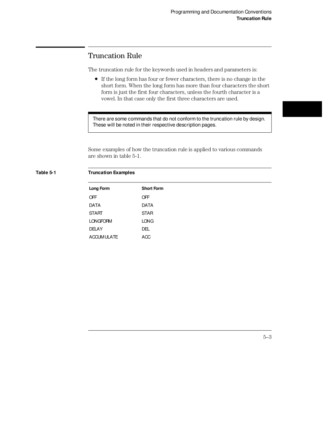 HP Sander 16500C manual Truncation Rule, Truncation Examples Long Form Short Form 