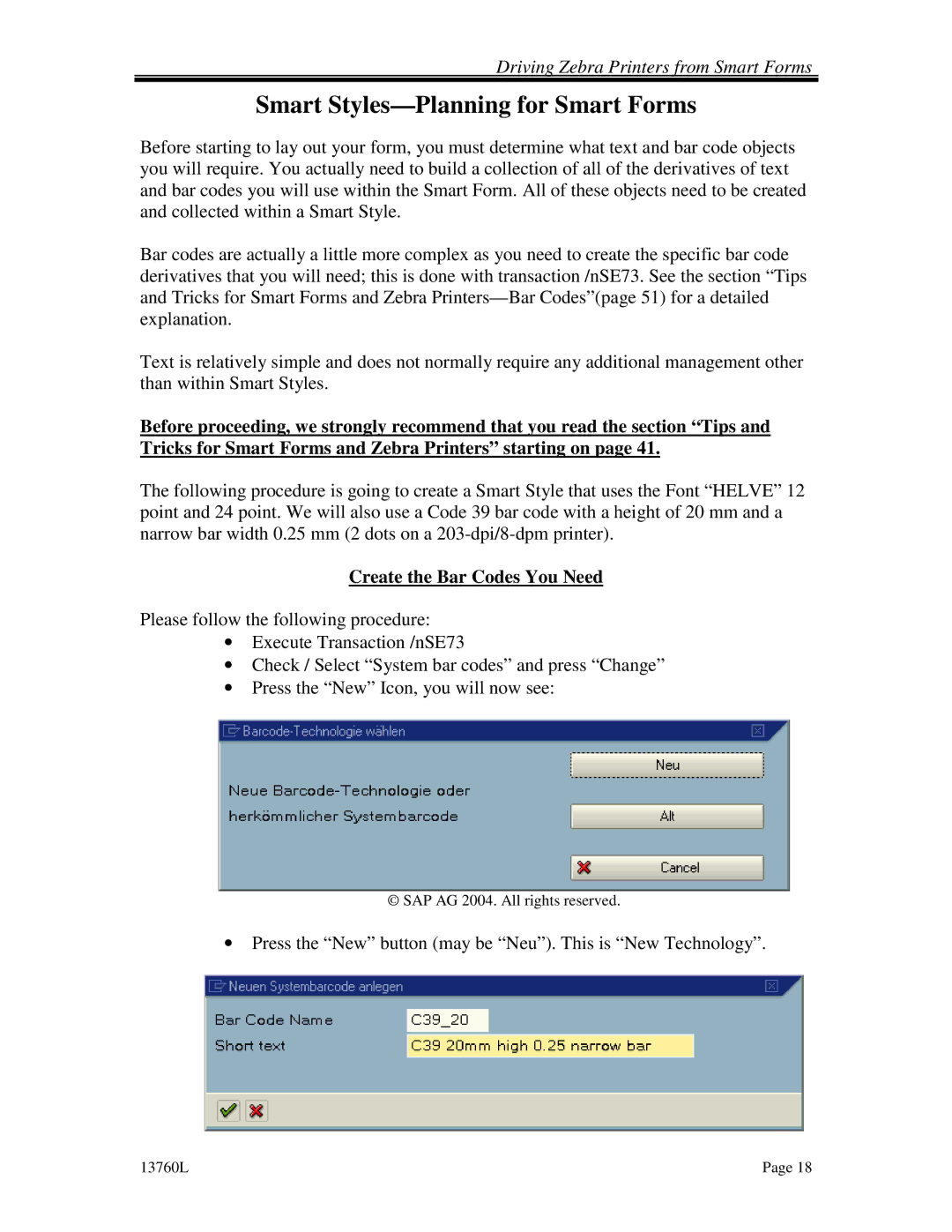 HP SAP Smart Forms and Zeberea Print manual Smart Styles-Planning for Smart Forms, Create the Bar Codes You Need 