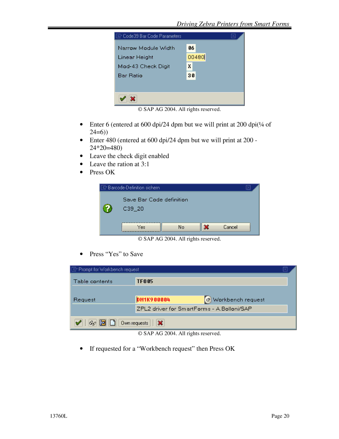 HP SAP Smart Forms and Zeberea Print manual Press Yes to Save 