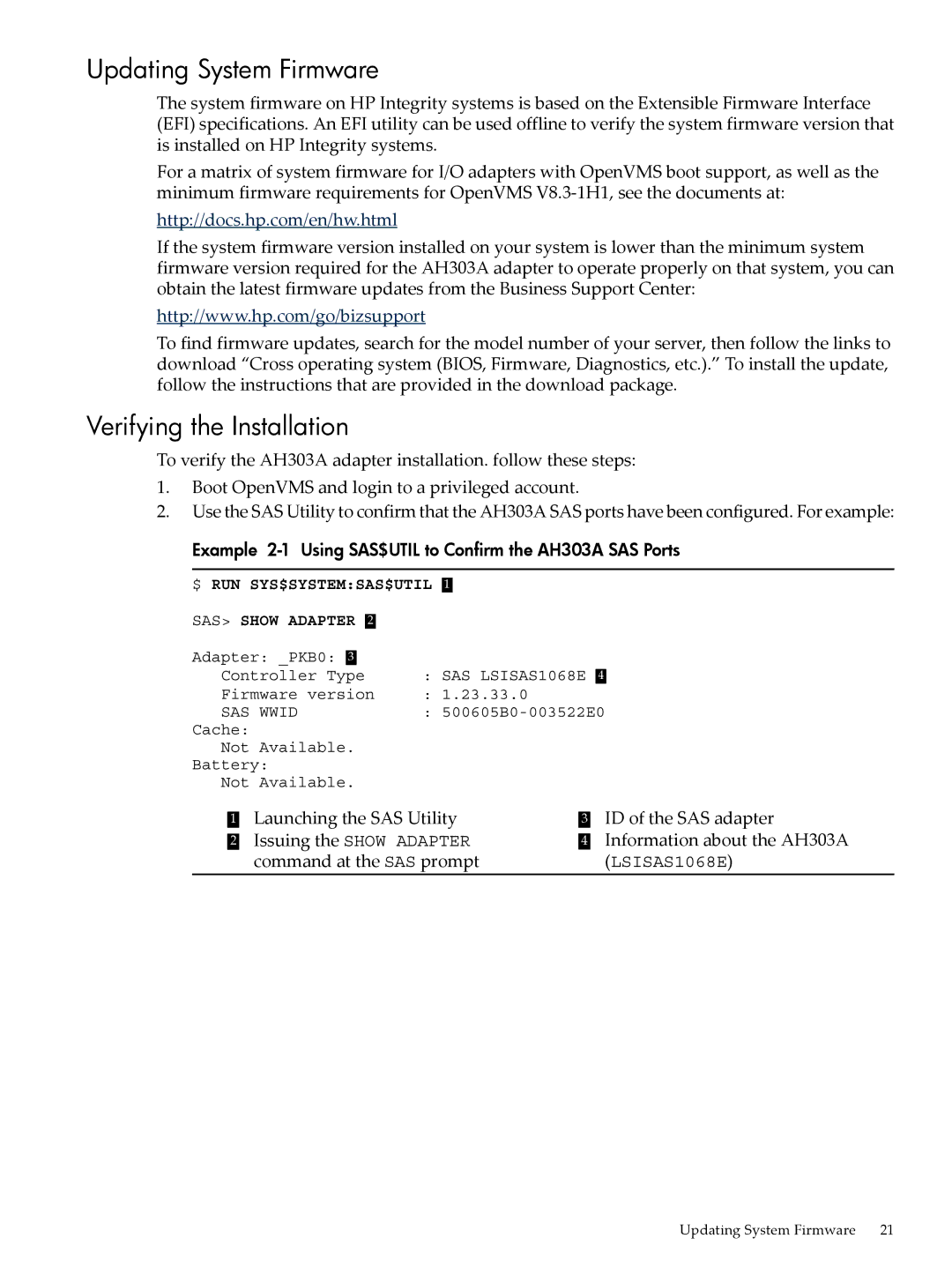 HP SAS Host Bus Adapters manual Verifying the Installation, SAS Show Adapter 