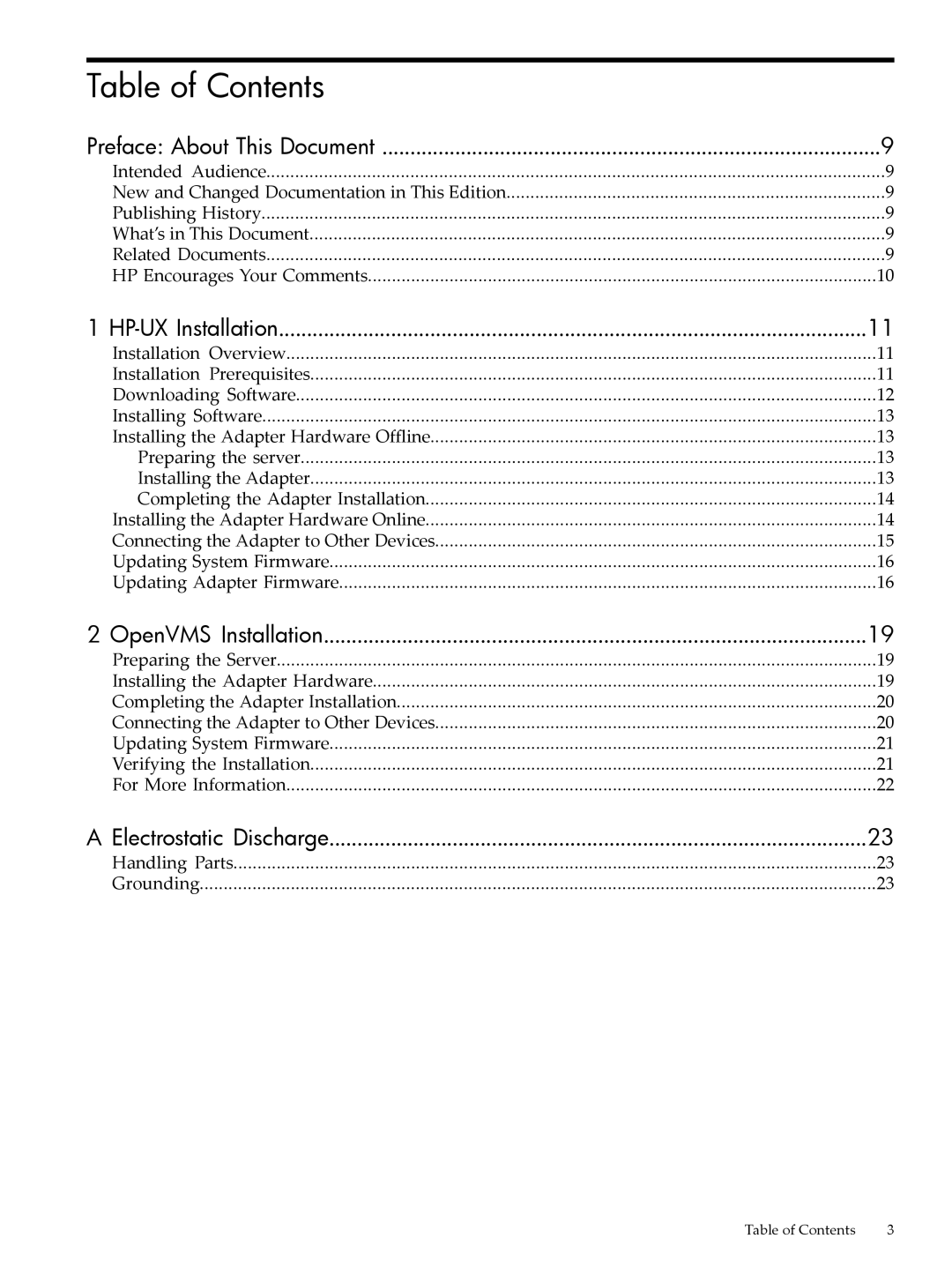 HP SAS Host Bus Adapters manual Table of Contents 