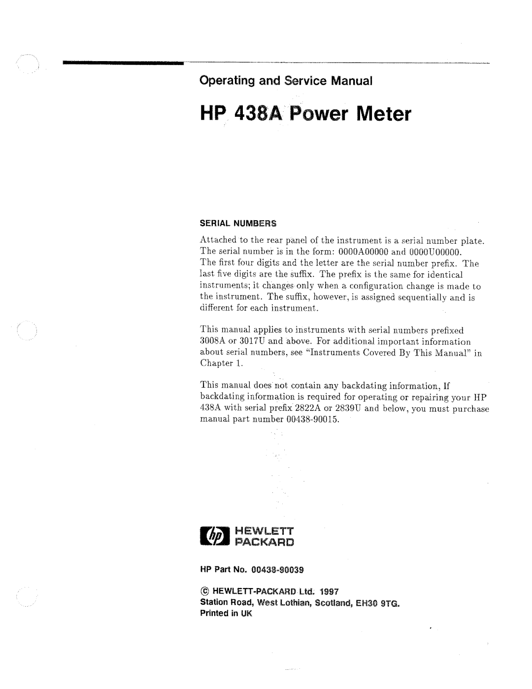 HP Saw 438A manual 