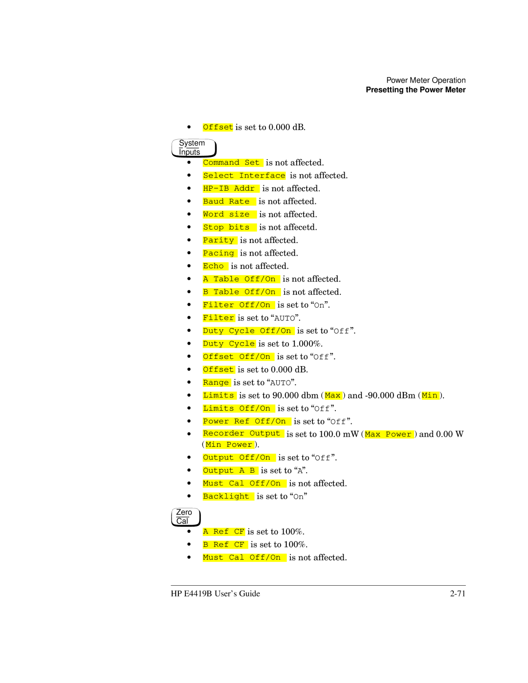 HP Saw E4419B manual Offset is set to 0.000 dB 