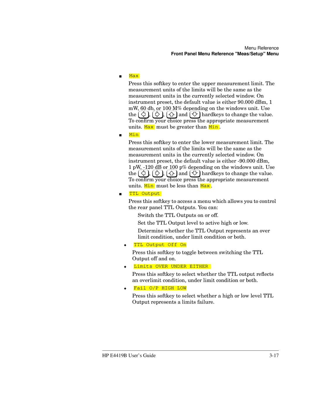 HP Saw E4419B manual TTL Output 