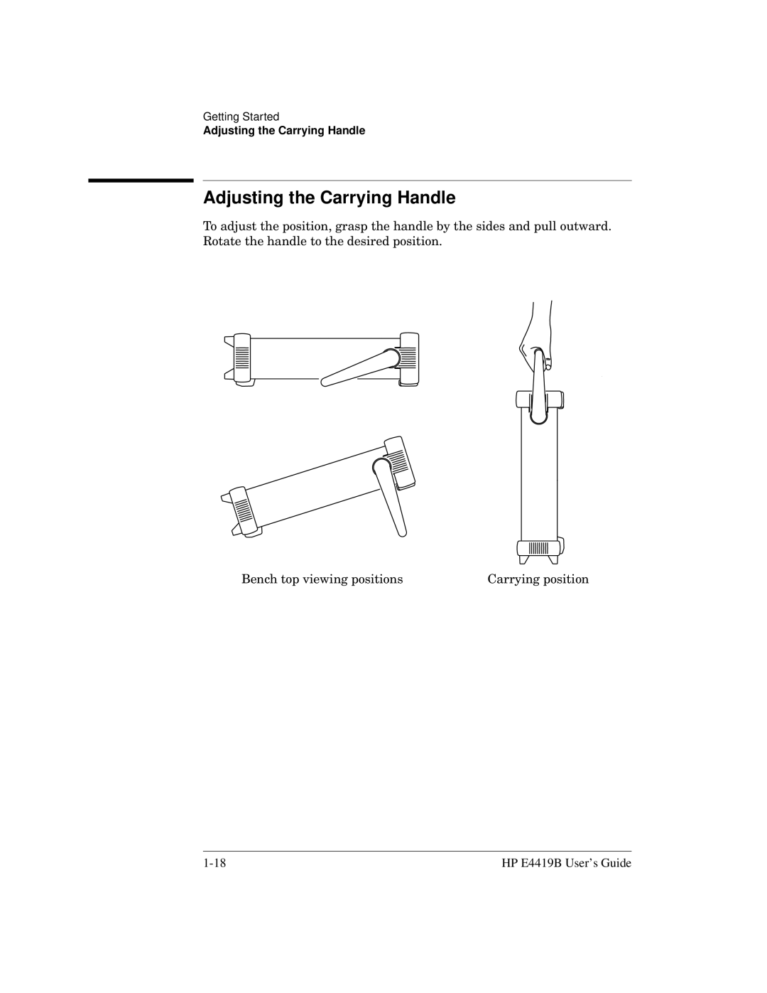 HP Saw E4419B manual Adjusting the Carrying Handle 