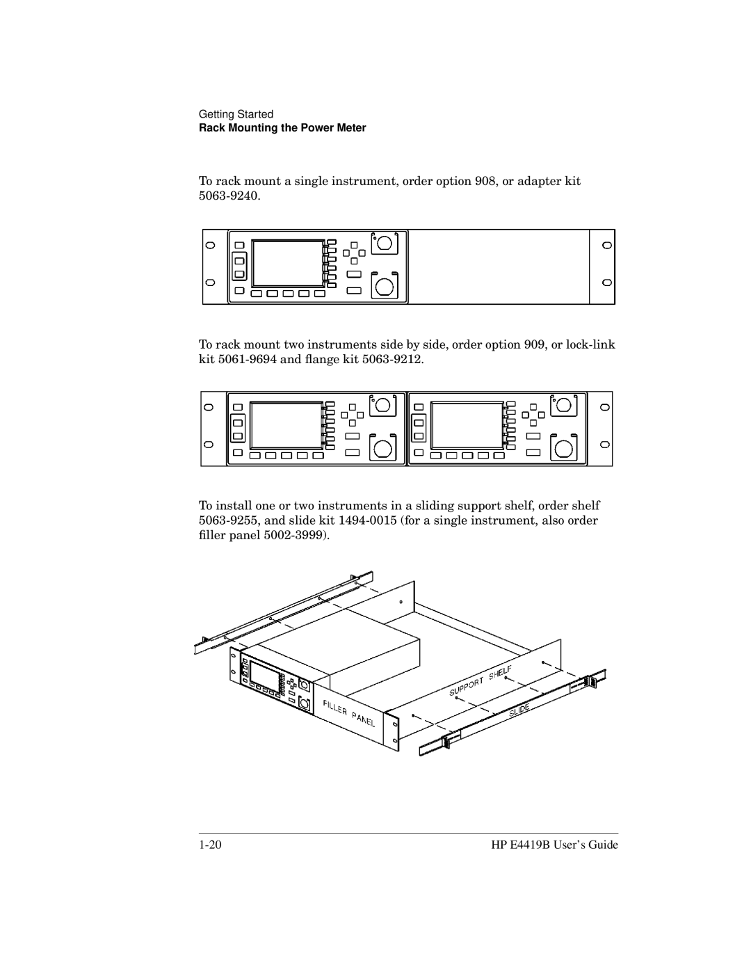 HP Saw E4419B manual Rack Mounting the Power Meter 