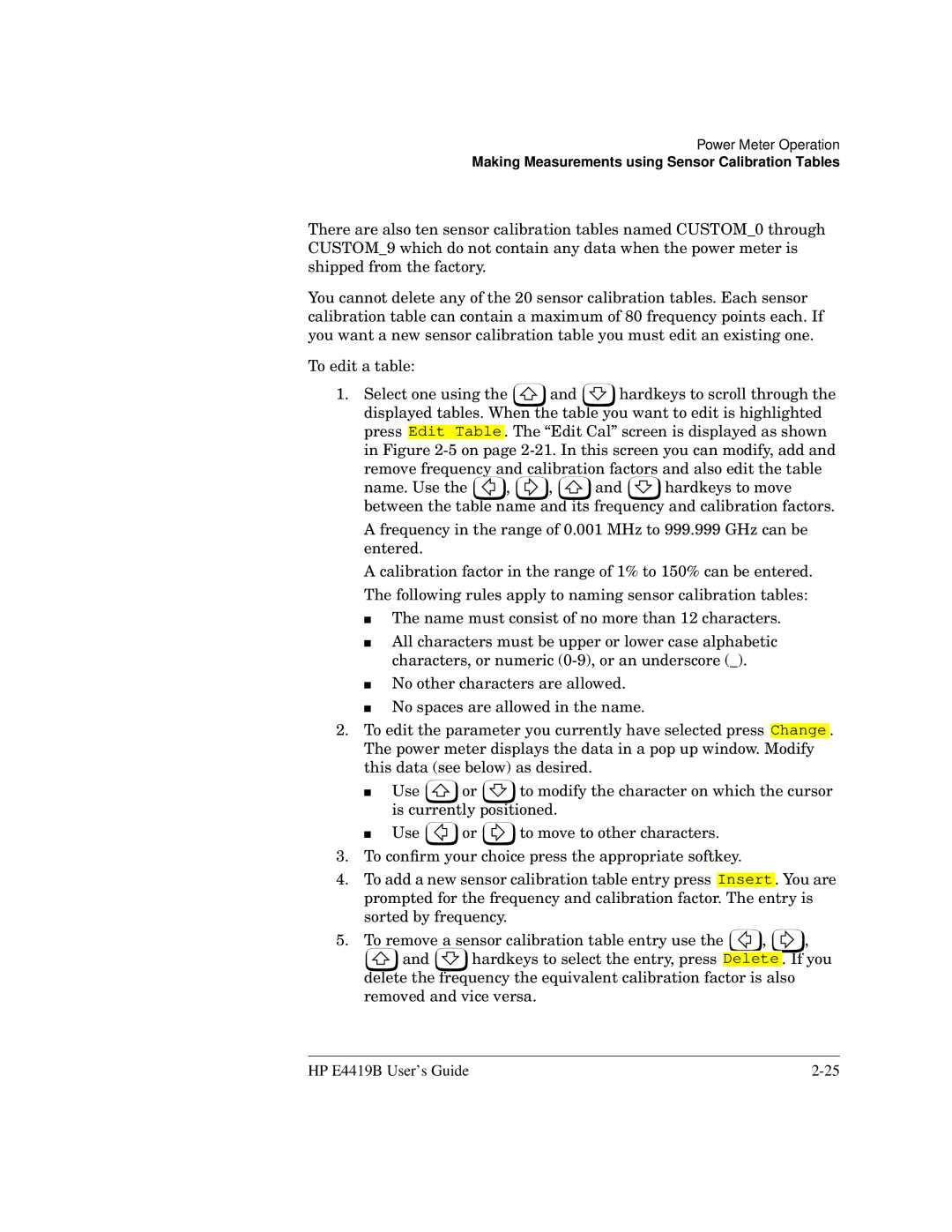 HP Saw E4419B manual Making Measurements using Sensor Calibration Tables 