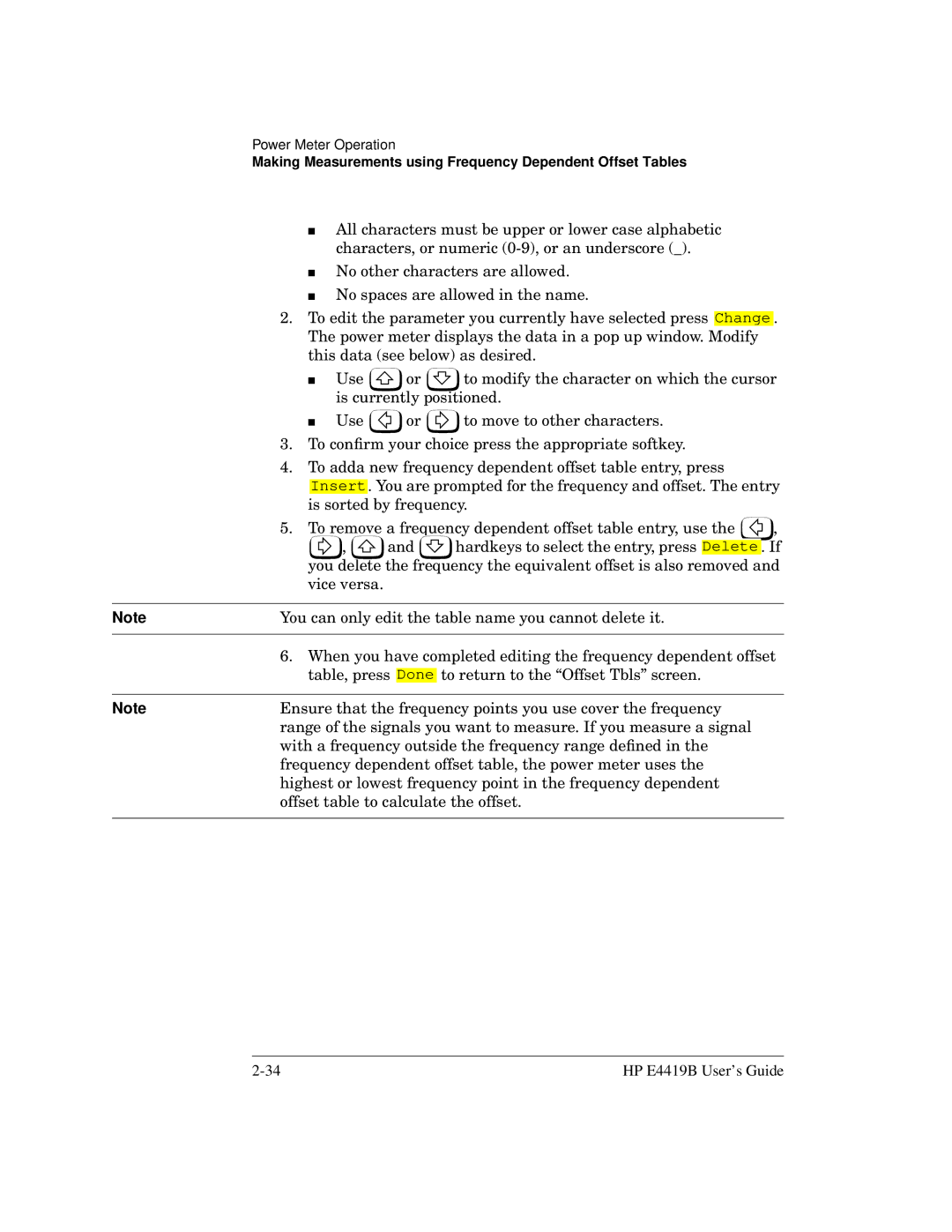 HP Saw E4419B manual You delete the frequency the equivalent offset is also 