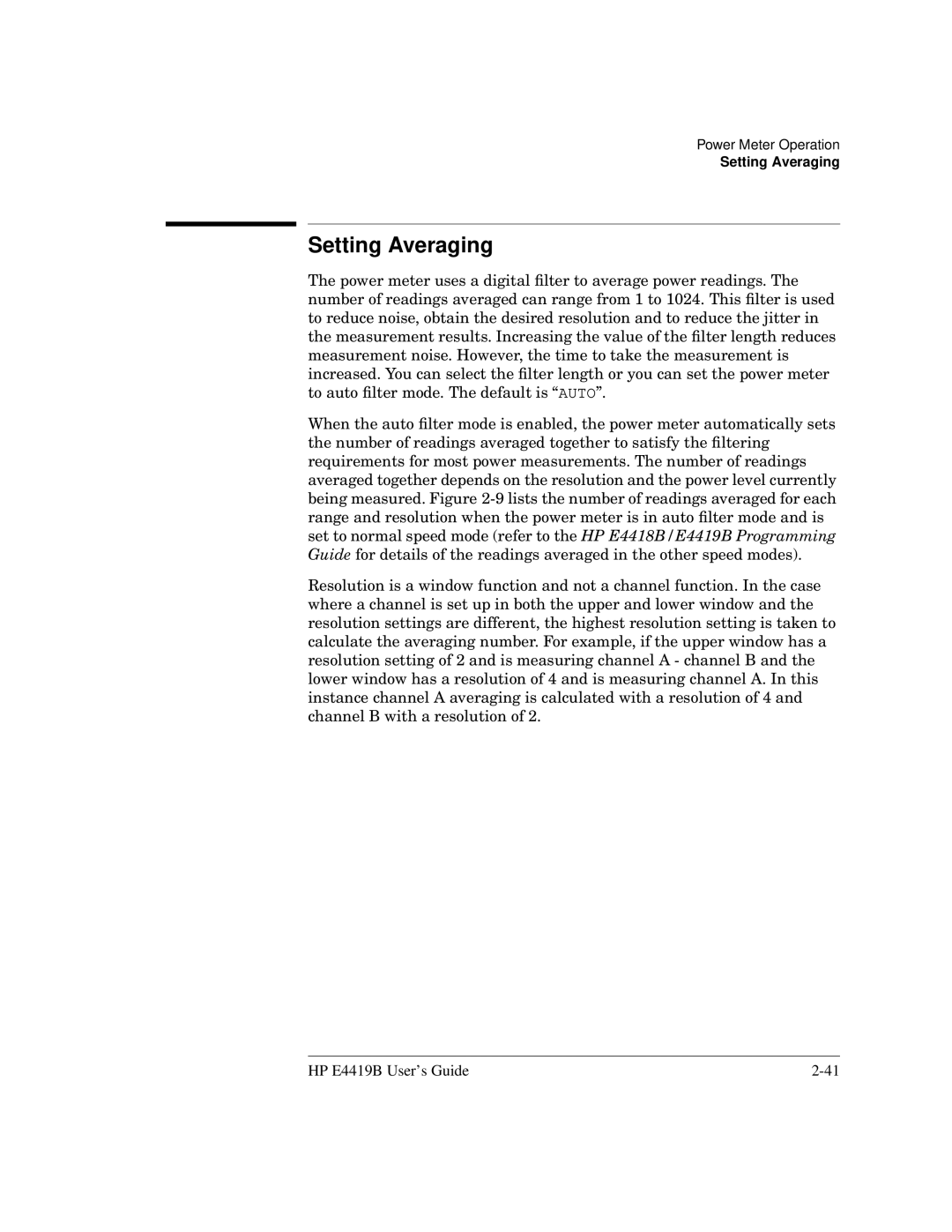 HP Saw E4419B manual Setting Averaging 