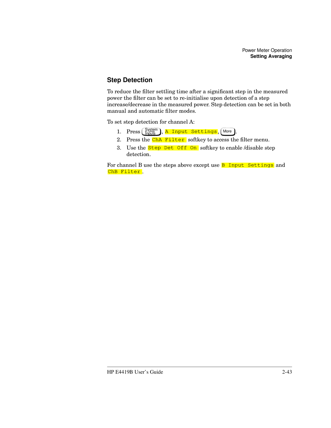 HP Saw E4419B manual Step Detection 