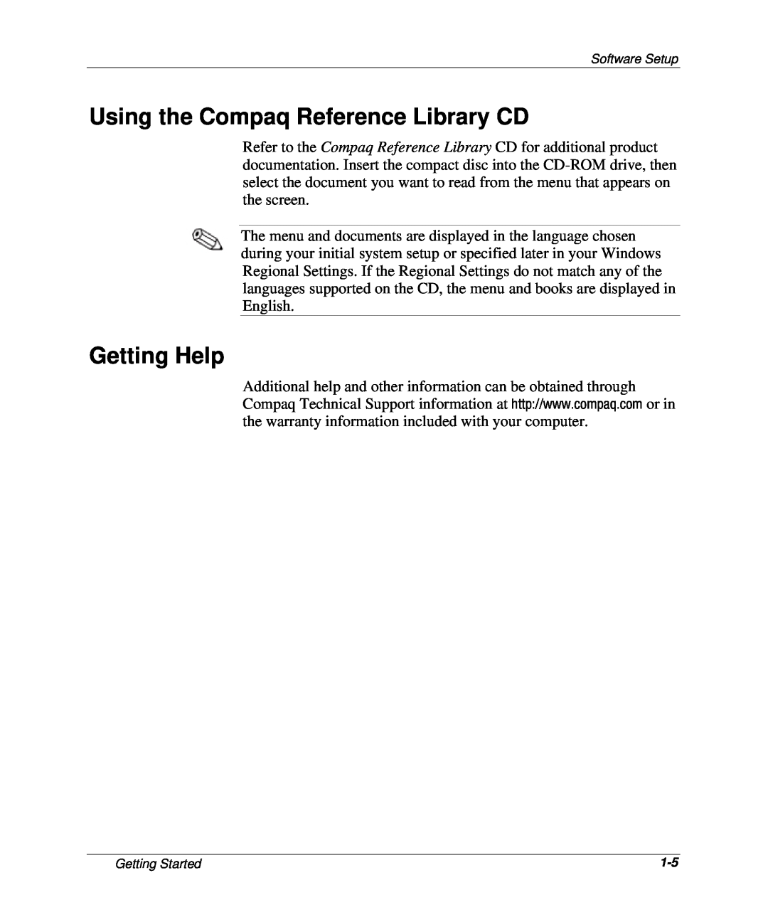 HP SB P933, SB P902, SB P900, SB P901, SB P866/i815, SB P867, SB P800/i810e Using the Compaq Reference Library CD, Getting Help 