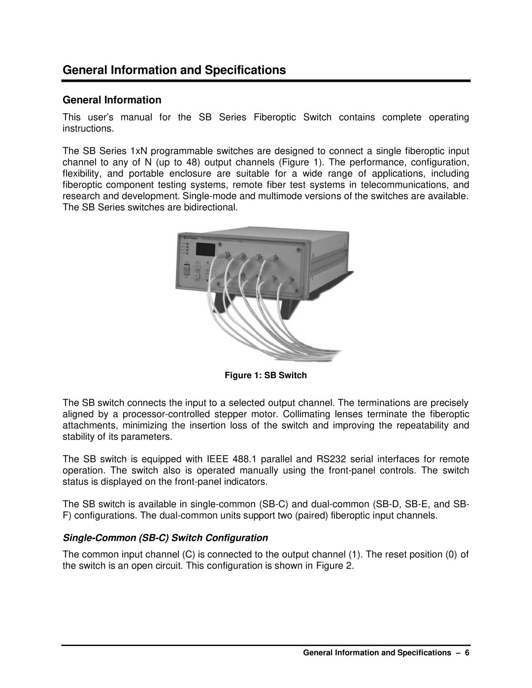 HP manual General Information and Specifications, Single-Common SB-C Switch Configuration 