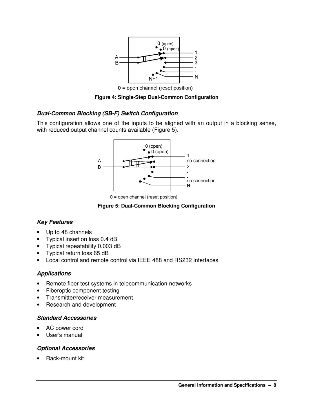 HP manual Dual-Common Blocking SB-F Switch Configuration, Key Features, Applications, Standard Accessories 