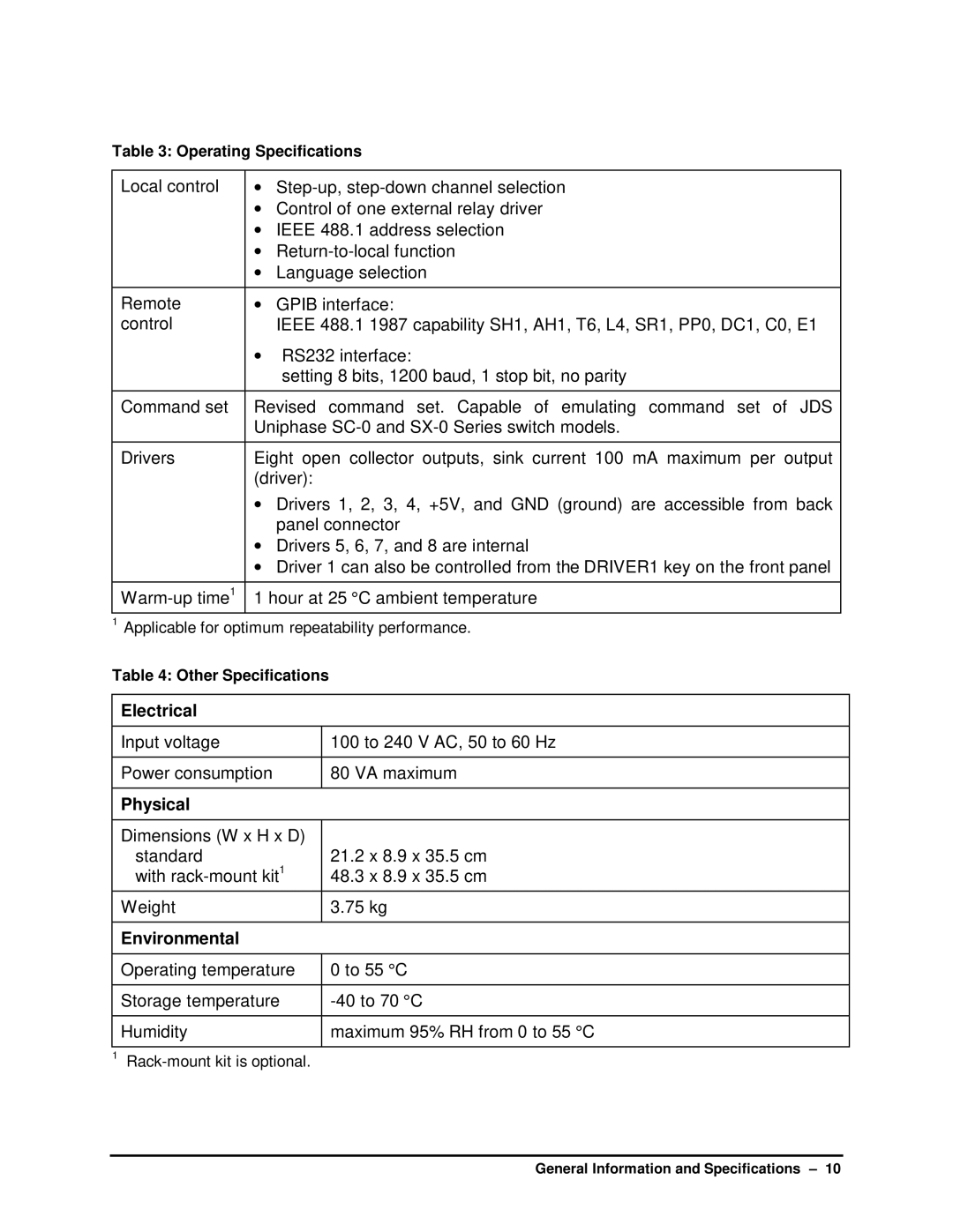 HP SB manual Electrical, Physical, Environmental 